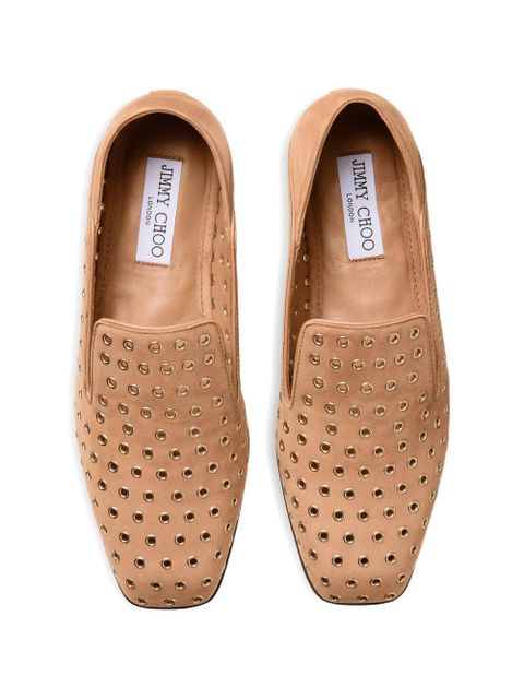 Jimmy Choo Eliot metal-eyelet loafers - Brown