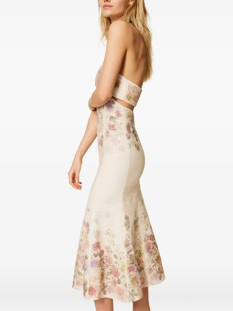 TWINSET cut-out floral-print dress - Neutrals