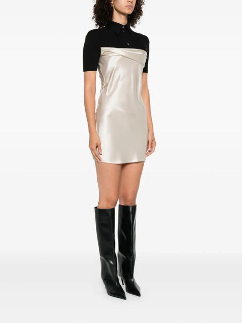 Nanushka satin-paneled mini dress - Neutrals