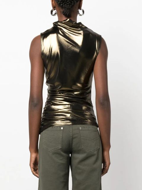 Blumarine metallic-finish gathering-detail blouse - Gold
