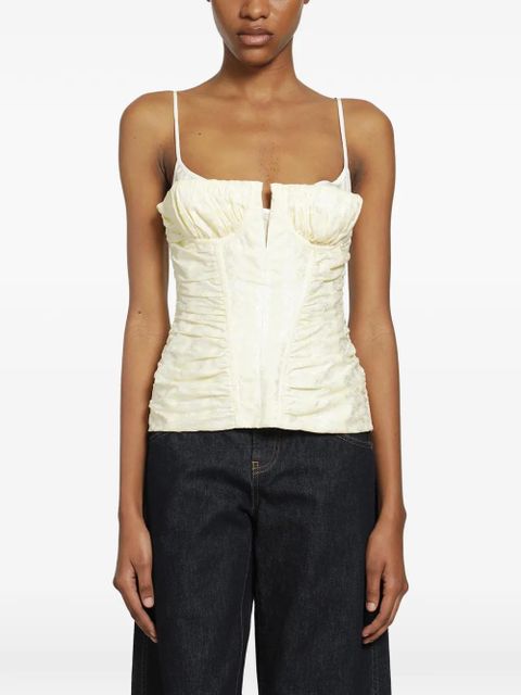 Alexander McQueen floral-jacquard ruched corset top - Neutrals - zdjęcie produktu nr 1