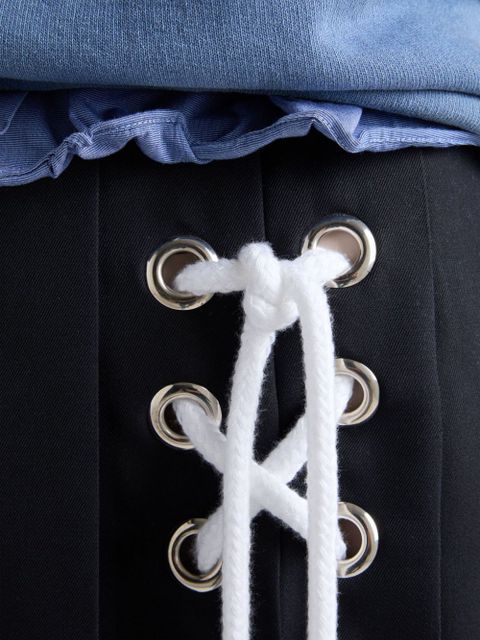 Prada pleated gabardine midi skirt - Blue