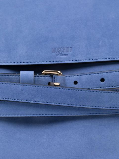Moschino logo-detail buckle shoulder bag - Blue
