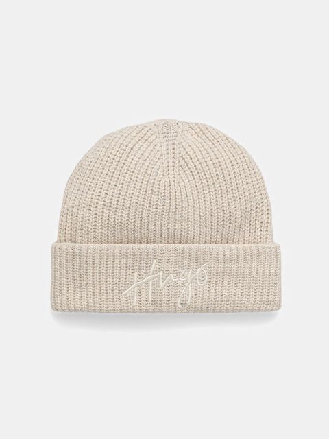 HUGO czapka z domieszką wełny kolor beżowy 50524104 - zdjęcie produktu nr 1