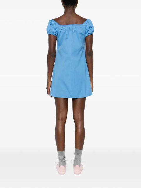 Miu Miu logo-patch mini dress - Blue