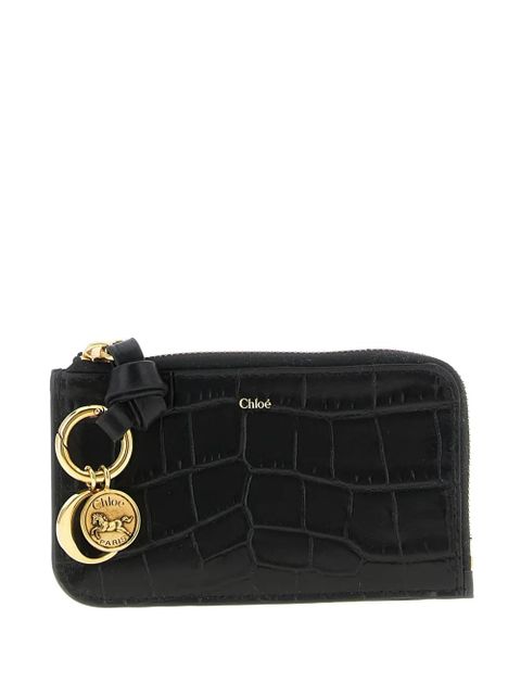 Chloé Alphabet crocodile-effect leather cardholder - Black