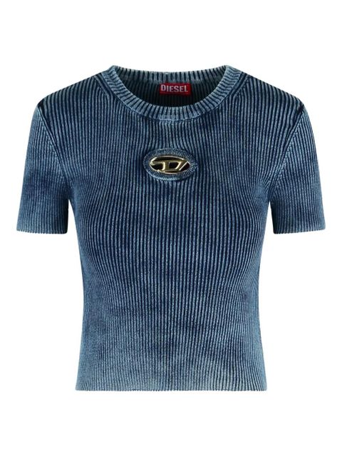 Diesel ribbed oval-logo T-Shirt - Blue - zdjęcie produktu nr 1