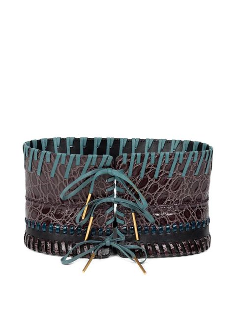 DRIES VAN NOTEN whipstitch-embellished corset belt - Brown - zdjęcie produktu nr 1