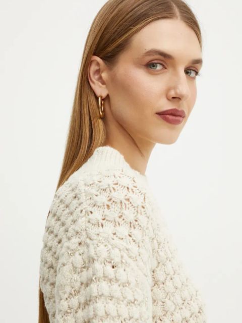 Silvian Heach sweter TILZI damski kolor beżowy z półgolfem CVA24034MA