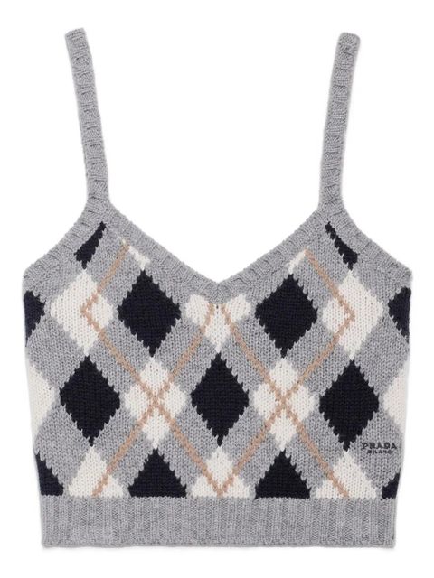 Prada argyle-pattern ribbed top - Grey - zdjęcie produktu nr 2