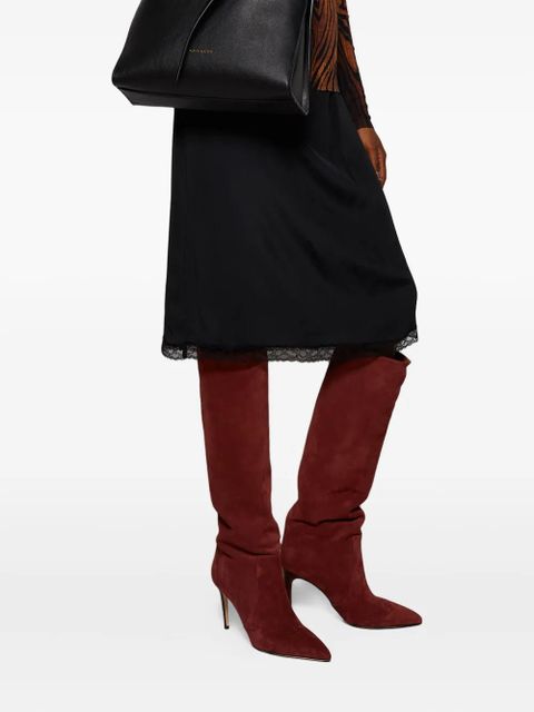 Paris Texas 85mm stiletto suede knee-high boots - Red