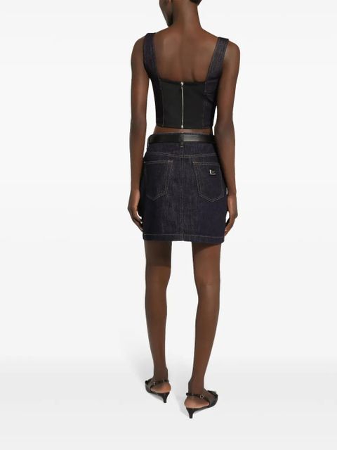 Dolce & Gabbana logo-tag denim corset top - Black - zdjęcie produktu nr 2