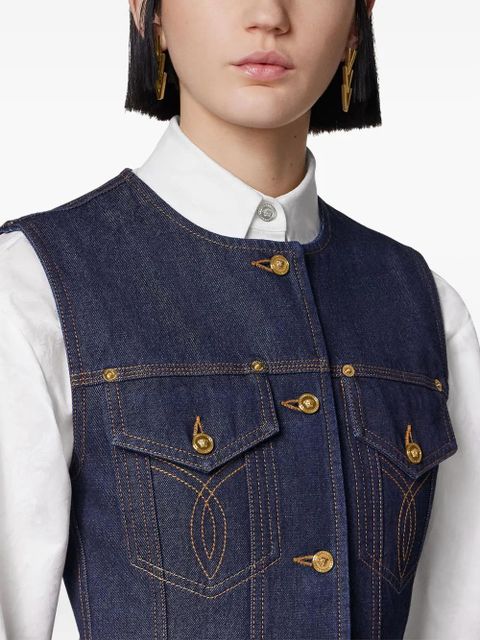 Versace denim button-up vest - Blue