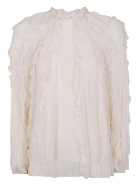 ZIMMERMANN ruffled high-neck blouse - Neutrals - zdjęcie produktu nr 1