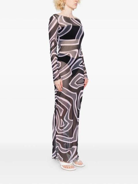 PUCCI abstract-print long-sleeve maxi dress - Black
