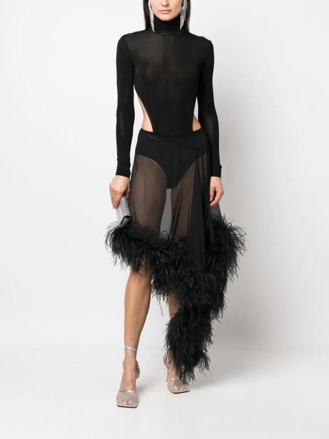 The Attico Miya feather-trimmed asymmetric skirt - Black - zdjęcie produktu nr 2