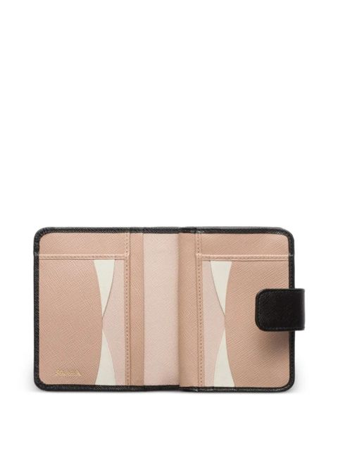 Prada snap fastener small leather wallet - Neutrals