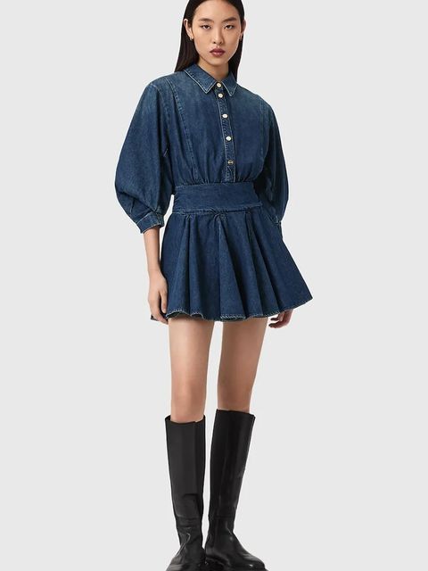 AllSaints sukienka rozkloszowana jeansowa ARLO - zdjęcie produktu nr 2