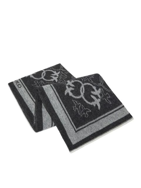 PINKO Love Birds wool poncho - Black