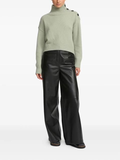 Yves Salomon high-neck button-detail sweater - Green