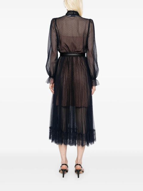 Self-Portrait dot mesh midi dress - Blue