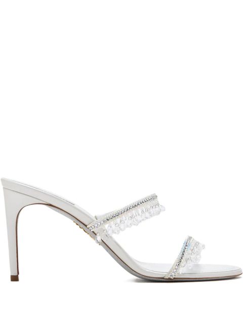 René Caovilla Chandelier crystal-embellished sandals - White