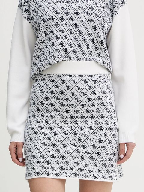 Guess spódnica z domieszką wełny AUBREY kolor beżowy mini ołówkowa W5BD81 Z3JD2