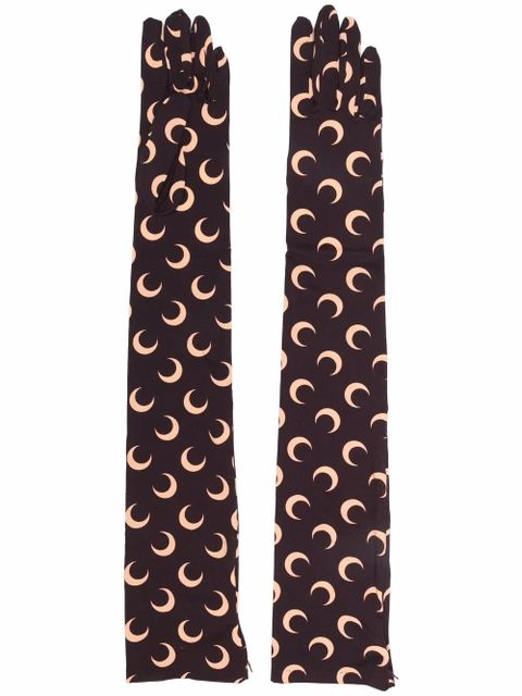 Marine Serre Second Skin crescent moon-print gloves - Brown - zdjęcie produktu nr 1