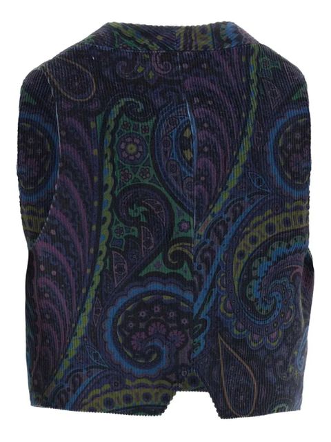 ETRO paisley-print corduroy vest - Blue