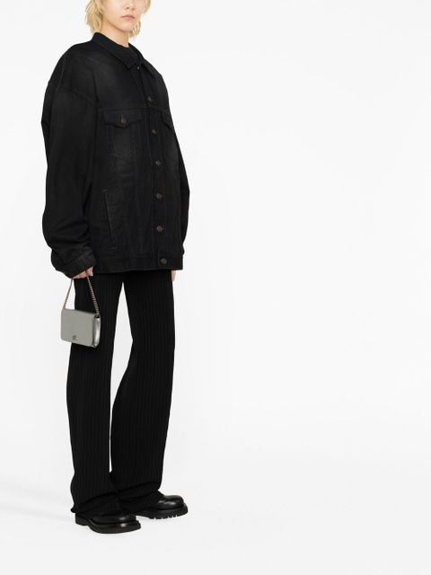 Balenciaga Political Campaign-logo oversized denim jacket - Black