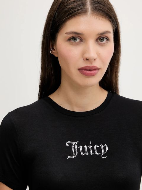 Juicy Couture t-shirt SHEER FITTED TEE damski kolor czarny JCWCT225301