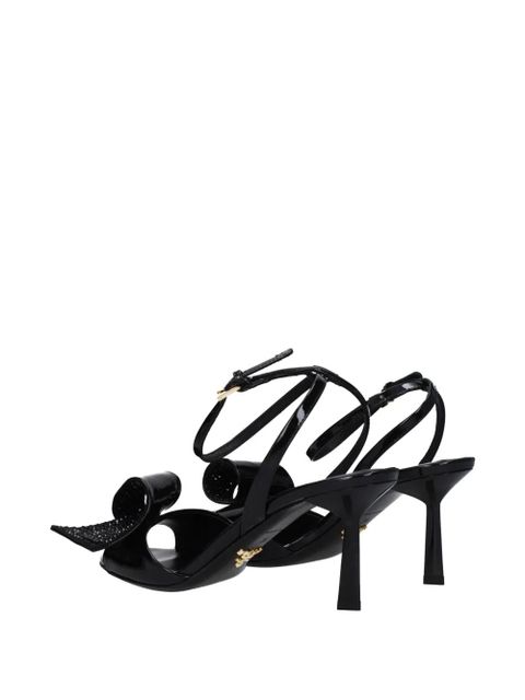 Prada crystal-embellished bow sandals - Black