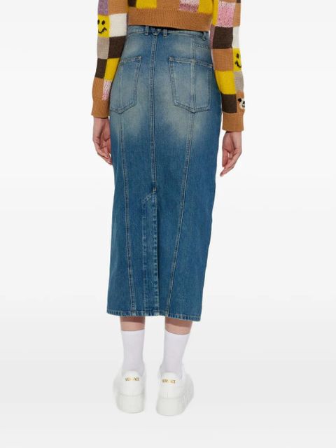 Moschino logo-label midi skirt - Blue