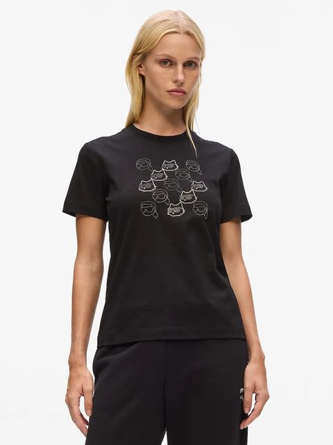 Karl Lagerfeld t-shirt bawełniany IKON damski kolor czarny A4W17098 - zdjęcie produktu nr 1