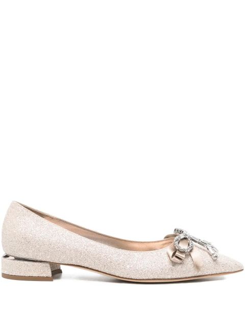 Jimmy Choo crystal-bow glitter ballet flats - Neutrals - zdjęcie produktu nr 1