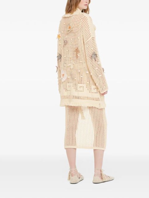 Alanui Where The Waves Begins appliqué fringed cardi-coat - Neutrals - zdjęcie produktu nr 2