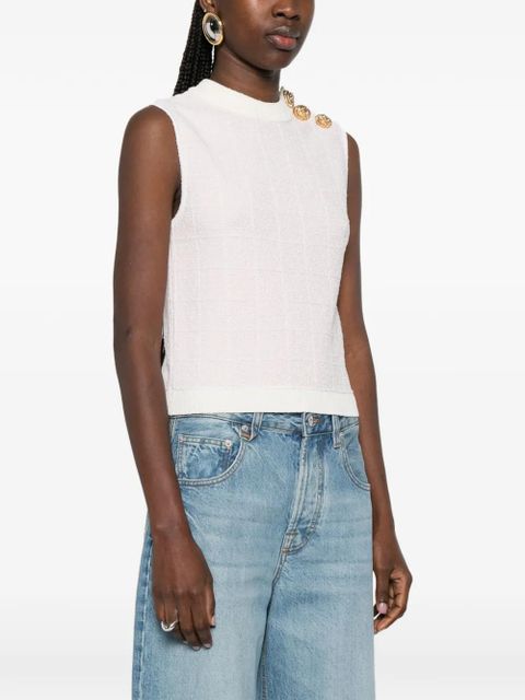 Balmain button-embellished top - Neutrals