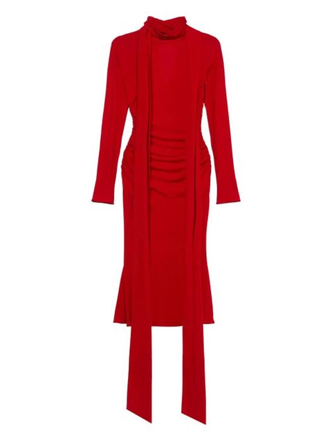 Blumarine high-neck draped midi dress - Red - zdjęcie produktu nr 1