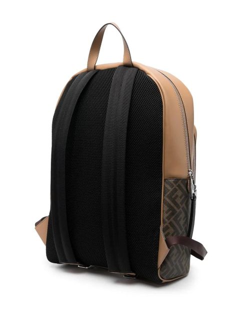 FENDI monogram-pattern backpack - Brown