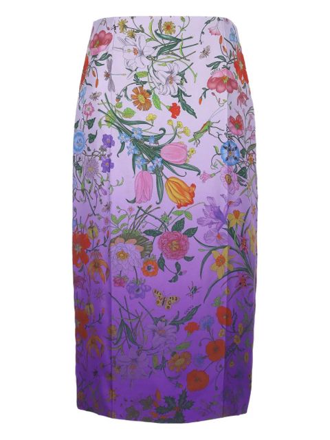 Gucci Flora-print silk skirt - Purple - zdjęcie produktu nr 1
