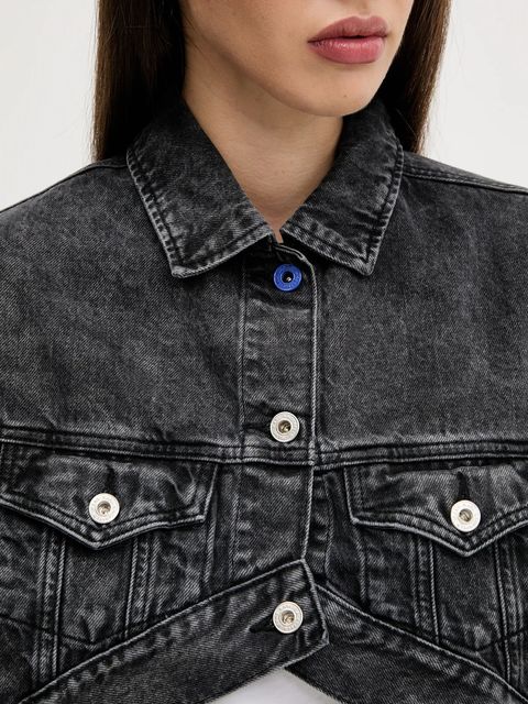 Karl Lagerfeld Jeans kurtka jeansowa bawełniana kolor czarny przejściowa oversize A3W14060