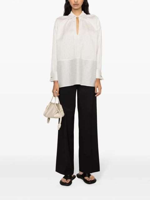 Max Mara pinstriped spread-collar shirt - White - zdjęcie produktu nr 2