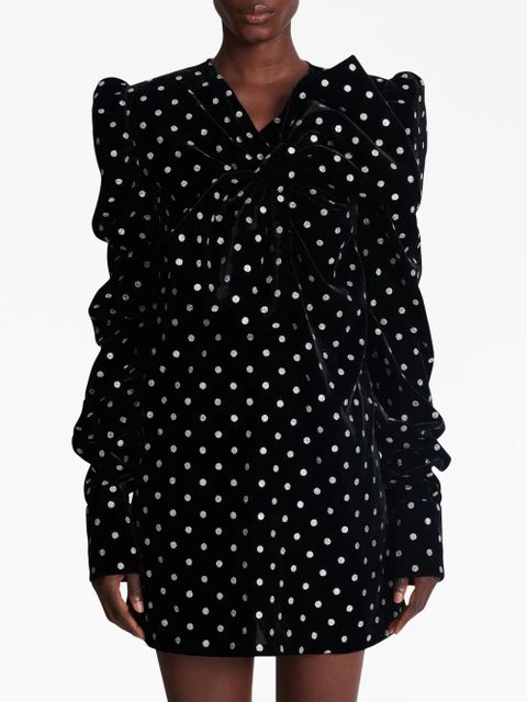 Balmain polka-dot long-sleeve dress - Black