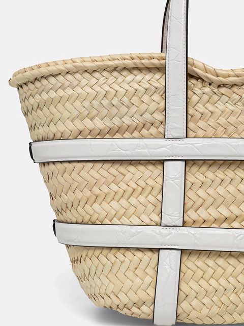 Tory Burch kosz plażowy Ella Straw kolor beżowy 169396-101 - zdjęcie produktu nr 2