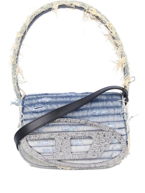 Diesel 1DR crystal-embellished denim shoulder bag - Blue - zdjęcie produktu nr 1