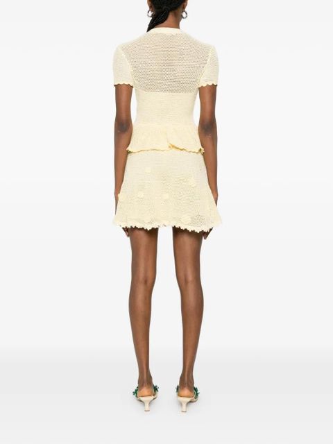 Self-Portrait floral crochet mini dress - Yellow