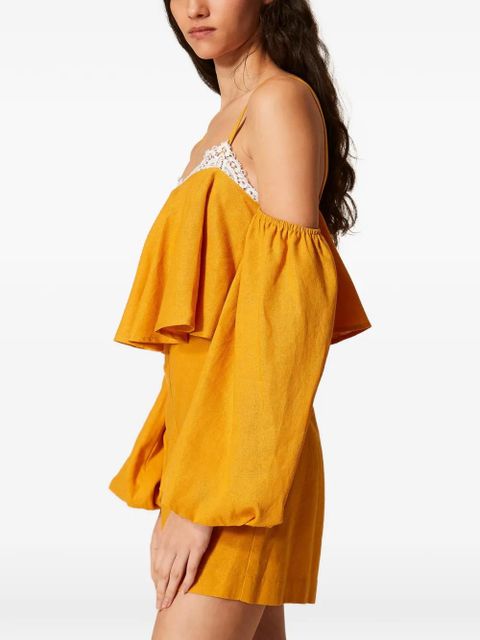 TWINSET lace-trim ruffled jumpsuit - Yellow