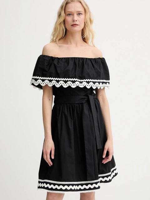 Morgan sukienka bawełniana kolor czarny mini rozkloszowana RCAPRI - zdjęcie produktu nr 1