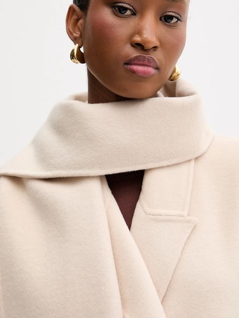 Liu Jo płaszcz z wełną kolor beżowy MF5025 T4627