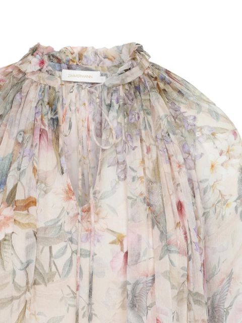 ZIMMERMANN Rebellion Billow ruffled floral-pattern top - Neutrals - zdjęcie produktu nr 2